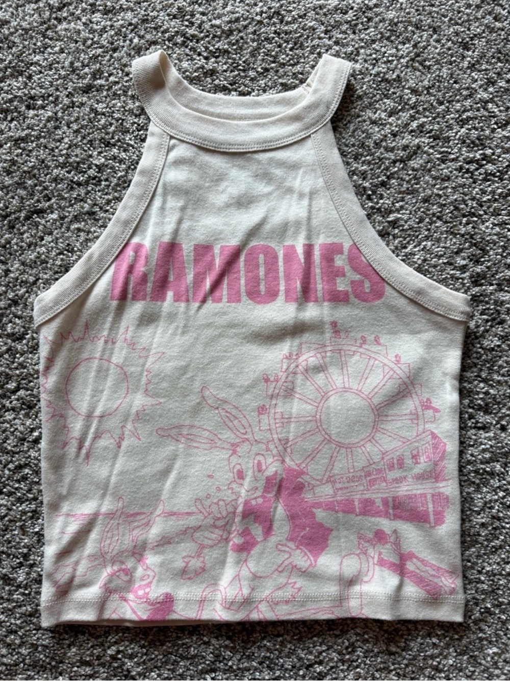 American Eagle Outfitters Pink Graphic Halter Tank - Ramones Print